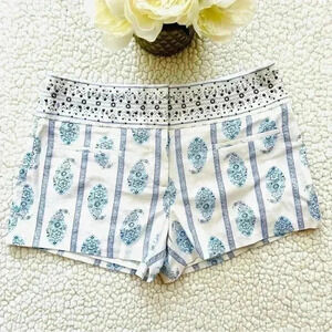 Victoria's Secret Studded Waist Paisley Floral Linen Blend Shorts Women's Size 6